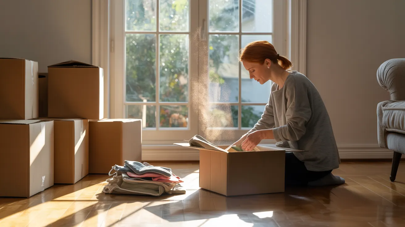 A professional Smooth Move Logistics mover holding a box and smiling